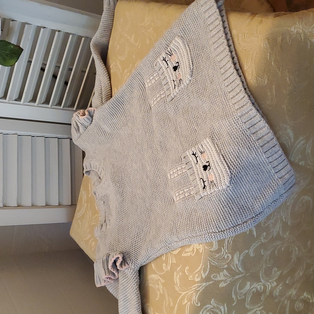 Primark 6 - 9 Months Baby Girl Bunny Knit Jumper Sweater Dress With Pockets